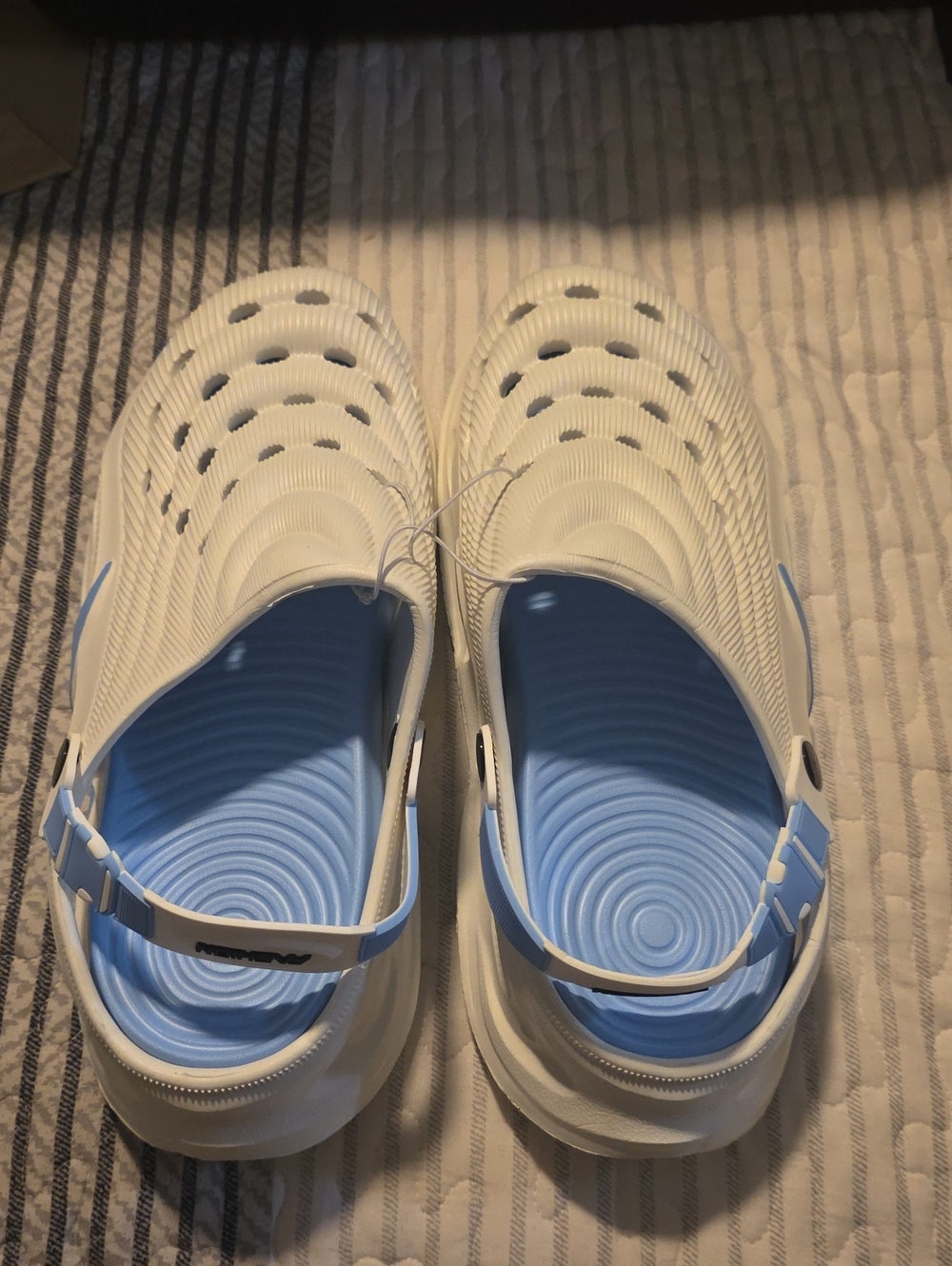 White and Light Blue Women's Comfort Clog Sandals